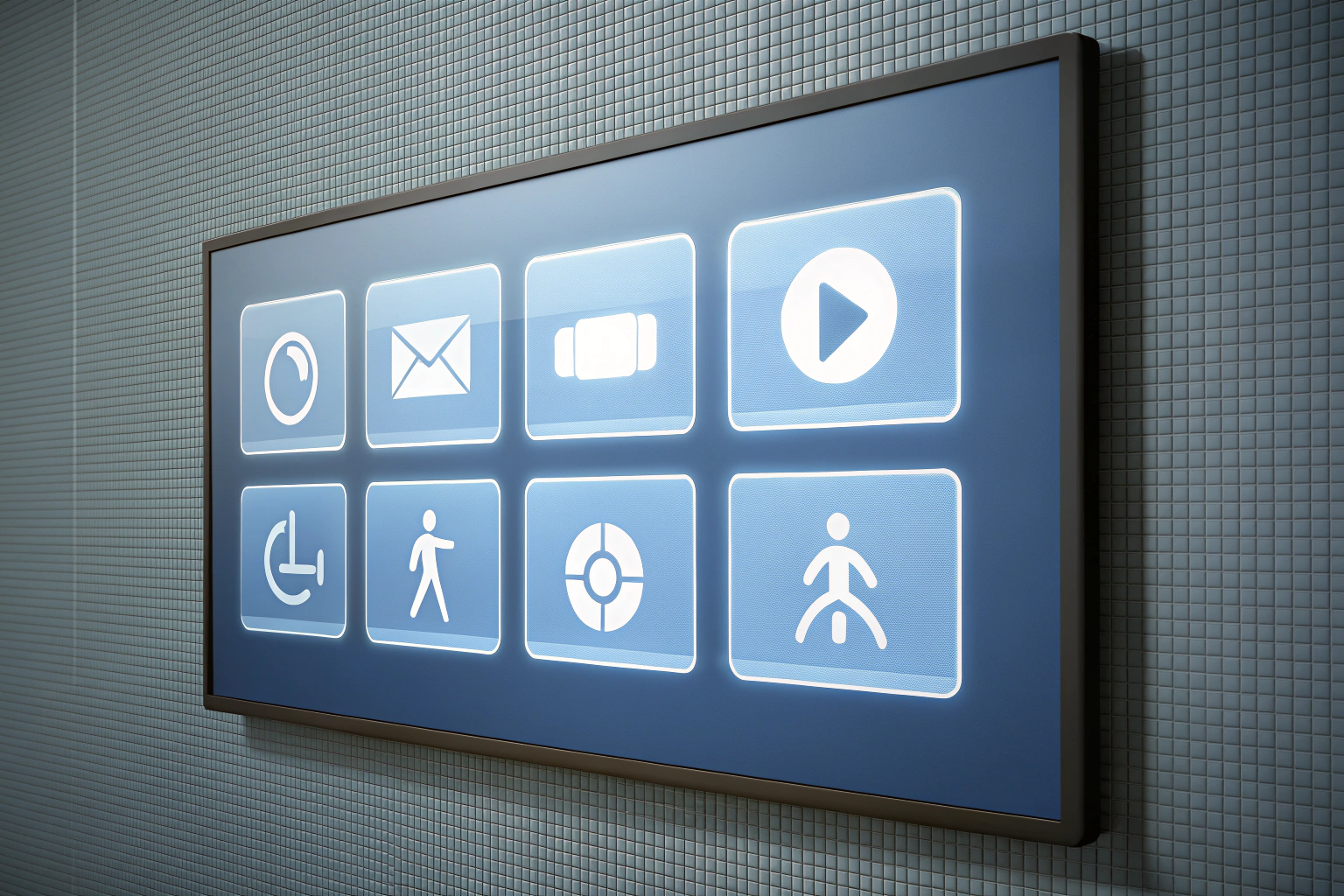 A neutral image of a digital screen showing a list of resource icons for gymnastics, such as a PDF icon, a video play button, and a link symbol, on a plain background without any text or branding